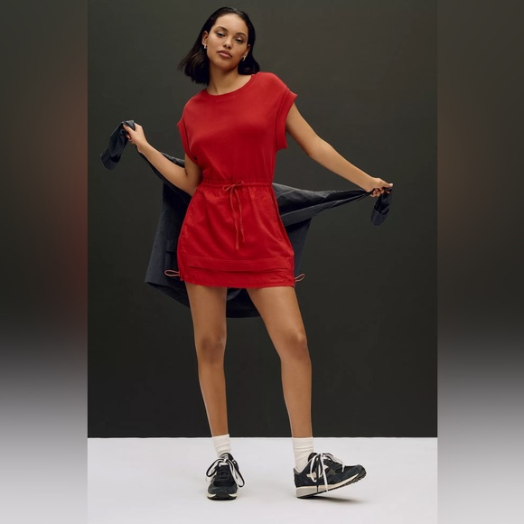 Anthropologie Daily Practice Short-Sleeve Cherry Red Mini Dress XS - Picture 1 of 13
